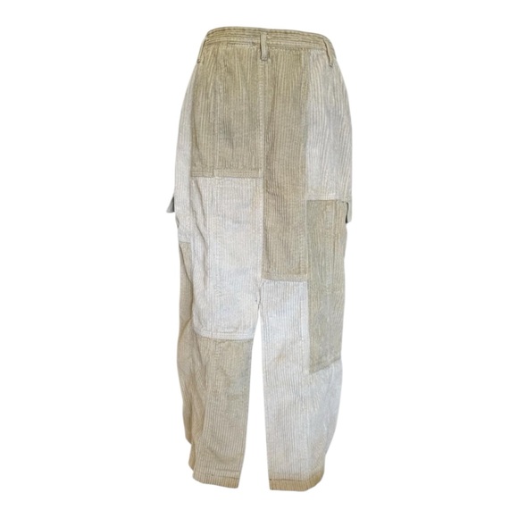 Vintage 90s Together Corduroy Patchwork Skirt Beige Boho Utility Cargo Sz 28 Y2K - Picture 9 of 13